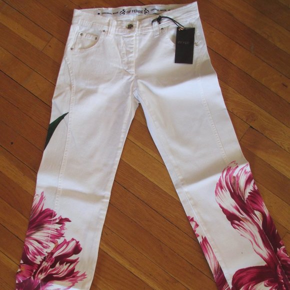 GF FERRE Wm stretch Cottonfloral print Jean